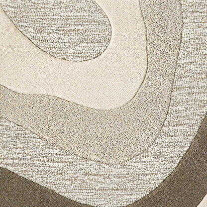 5' X 8' Beige Ivory And Black Wool Abstract Hand Tufted Area Rug
