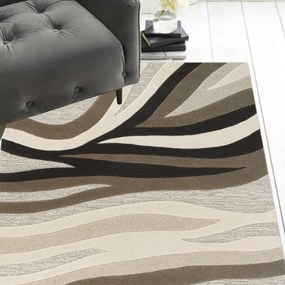 3' X 5' Beige Wool Abstract Hand Tufted Area Rug