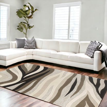 3' X 5' Beige Wool Abstract Hand Tufted Area Rug