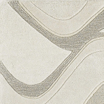 8' X 10' Ivory And Gray Wool Abstract Hand Tufted Area Rug