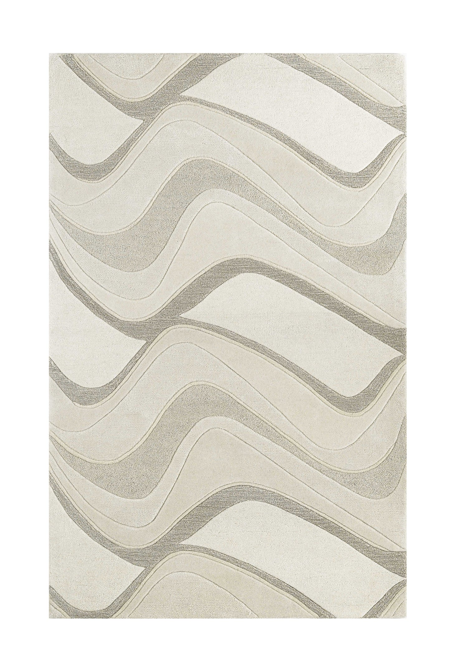 8' X 10' Ivory And Gray Wool Abstract Hand Tufted Area Rug