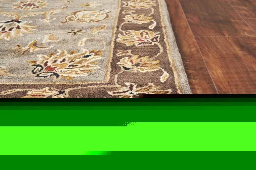 8' X 11' Gray Brown And Ivory New Zealand Lambs Wool Floral Medallion Hand Tufted Area Rug