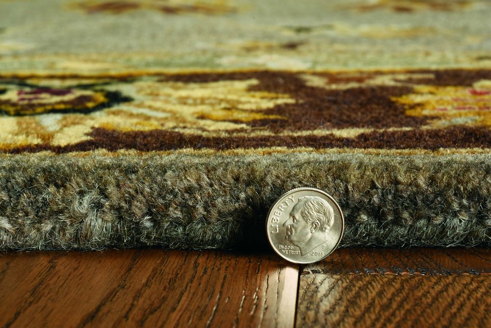 9' X 13' Gray Brown And Ivory New Zealand Lambs Wool Floral Medallion Hand Tufted Area Rug