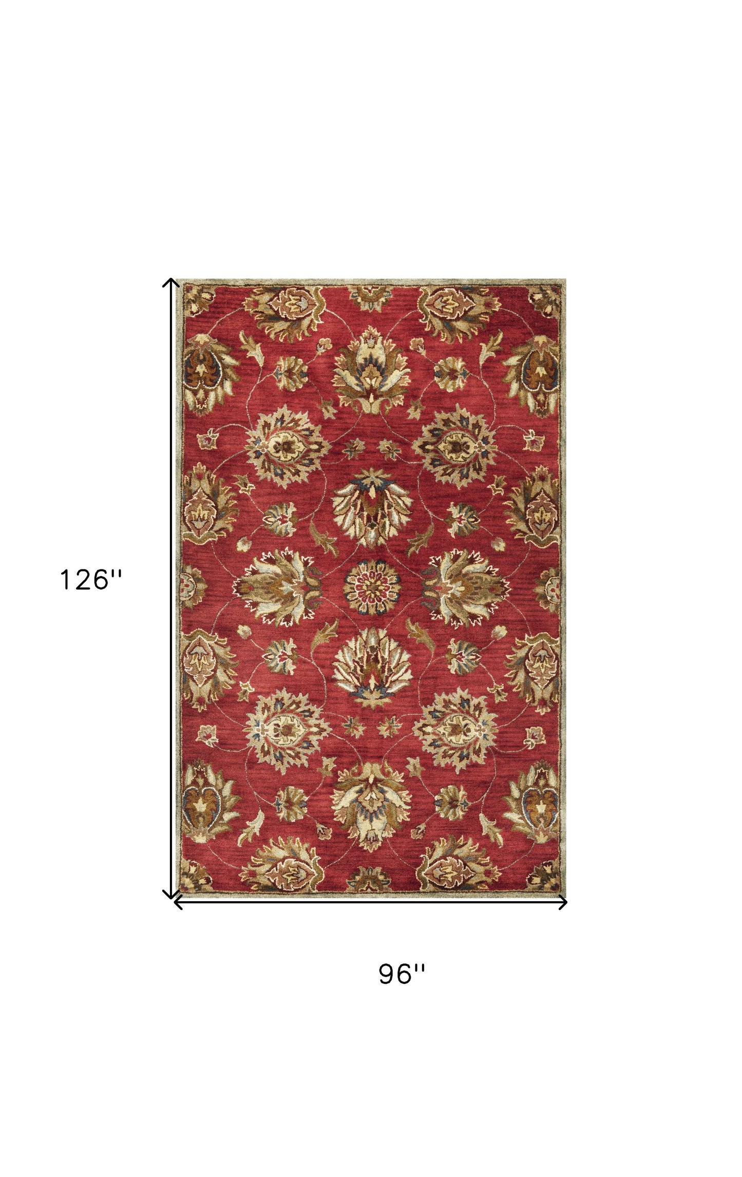 8' X 10' 6 Wool Red Area Rug