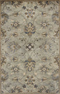 7' Gray Ivory And Brown New Zealand Lambs Wool Floral Hand Tufted Runner Rug