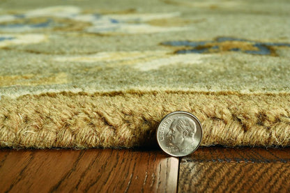 5' X 8' Gray Ivory And Brown Wool Floral Hand Tufted Area Rug