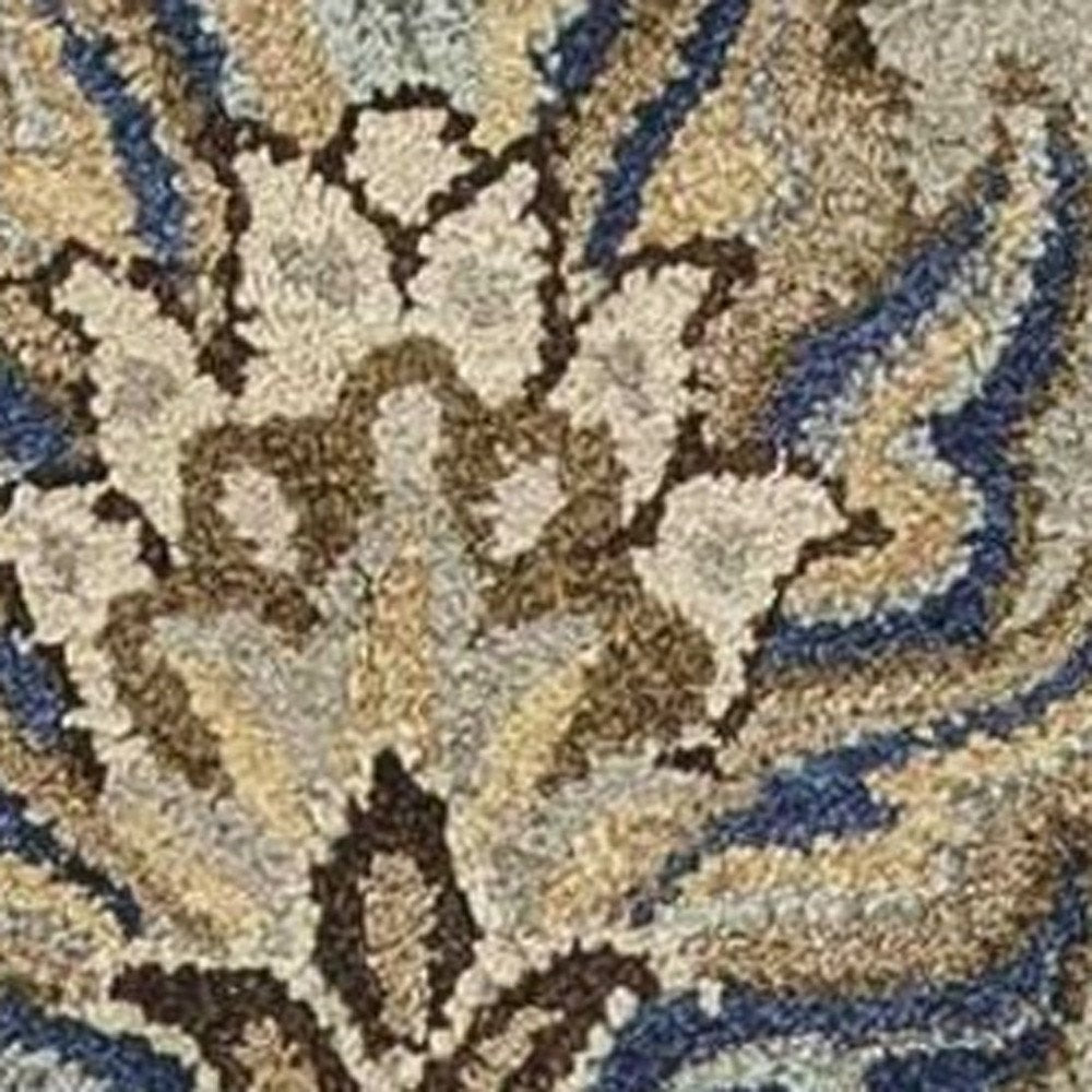 5' X 8' Gray Ivory And Brown Wool Floral Hand Tufted Area Rug