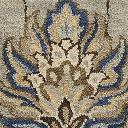 5' X 8' Gray Ivory And Brown Wool Floral Hand Tufted Area Rug