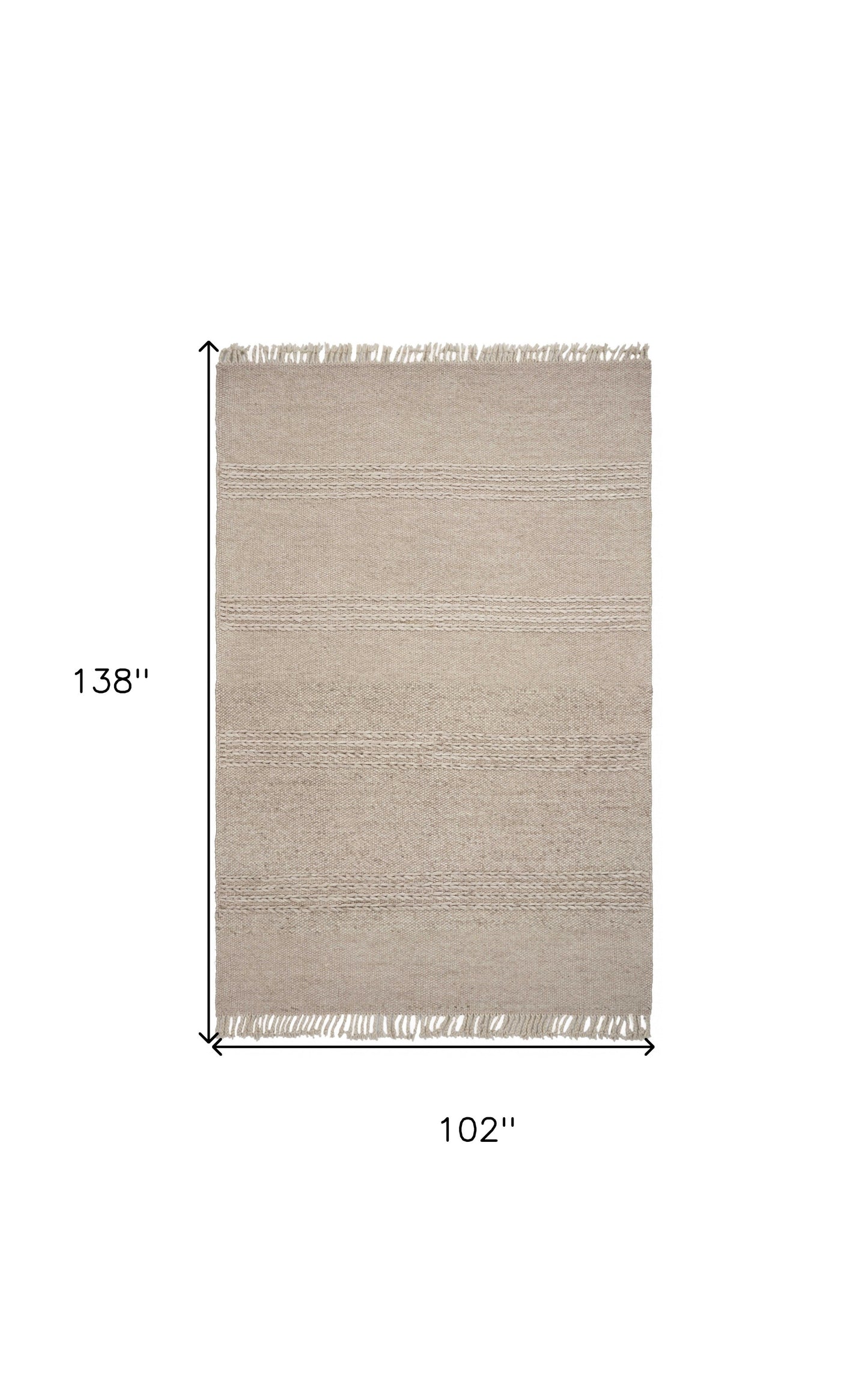 5' X 8' Natural Plain Wool Indoor Area Rug With Fringe