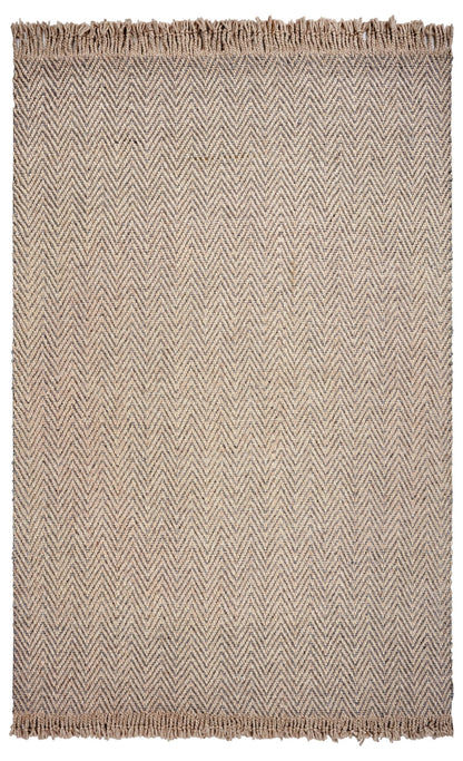 5' X 8' Oatmeal Beige Hand Woven Houndstooth Indoor Area Rug