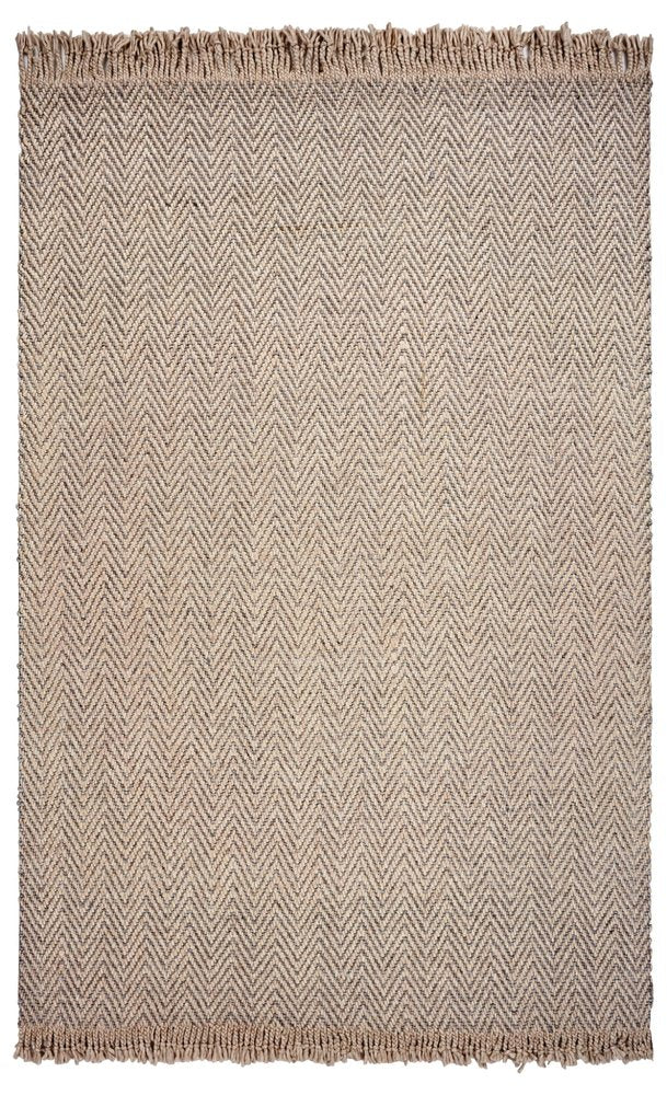 5' X 8' Beige And Gray Wool Chevron Hand Woven Area Rug