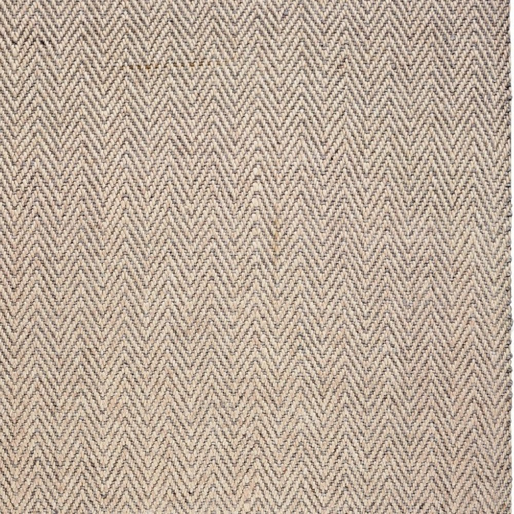 5' X 8' Beige And Gray Wool Chevron Hand Woven Area Rug