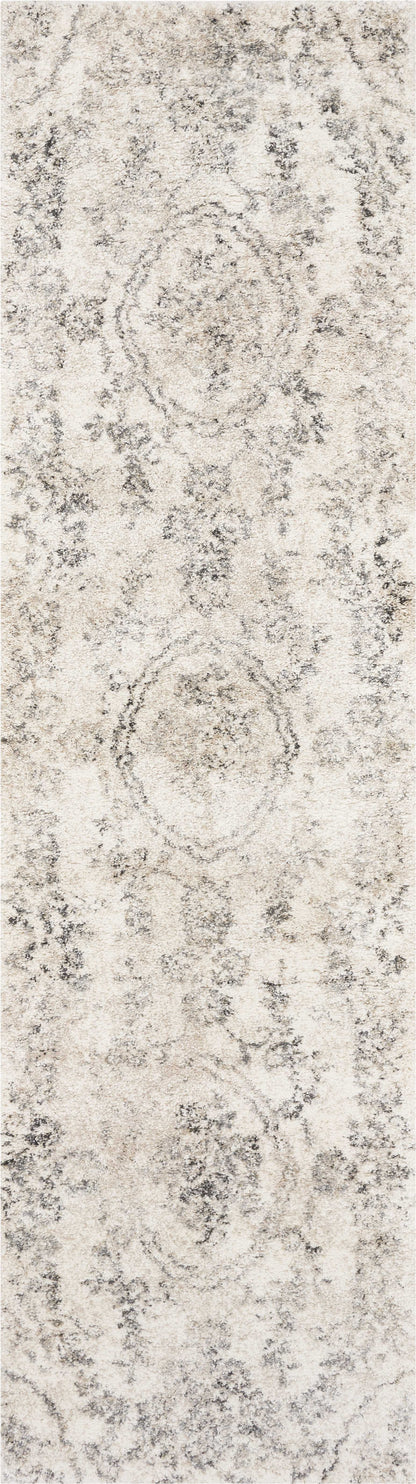 8' X 10' Gray And Tan Floral Distressed Area Rug