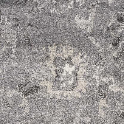 5' X 8' Gray And Light Gray Floral Medallion Area Rug