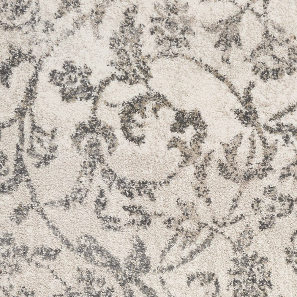 5' X 8' Ivory And Brown Floral Medallion Area Rug