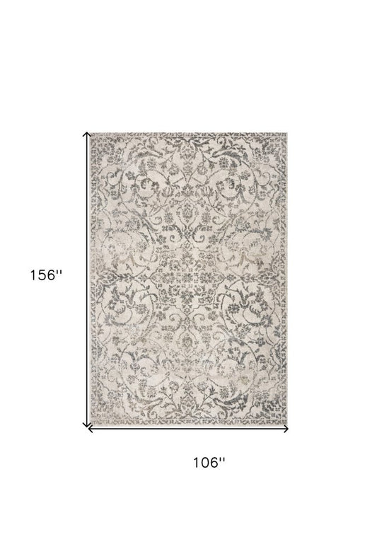5' X 8' Ivory And Brown Floral Medallion Area Rug