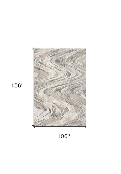 9' X 13' Gray And Tan Abstract Area Rug