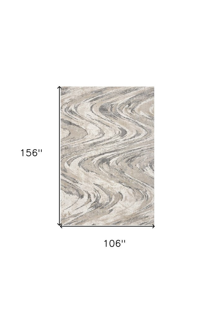 9' X 13' Gray And Tan Abstract Area Rug