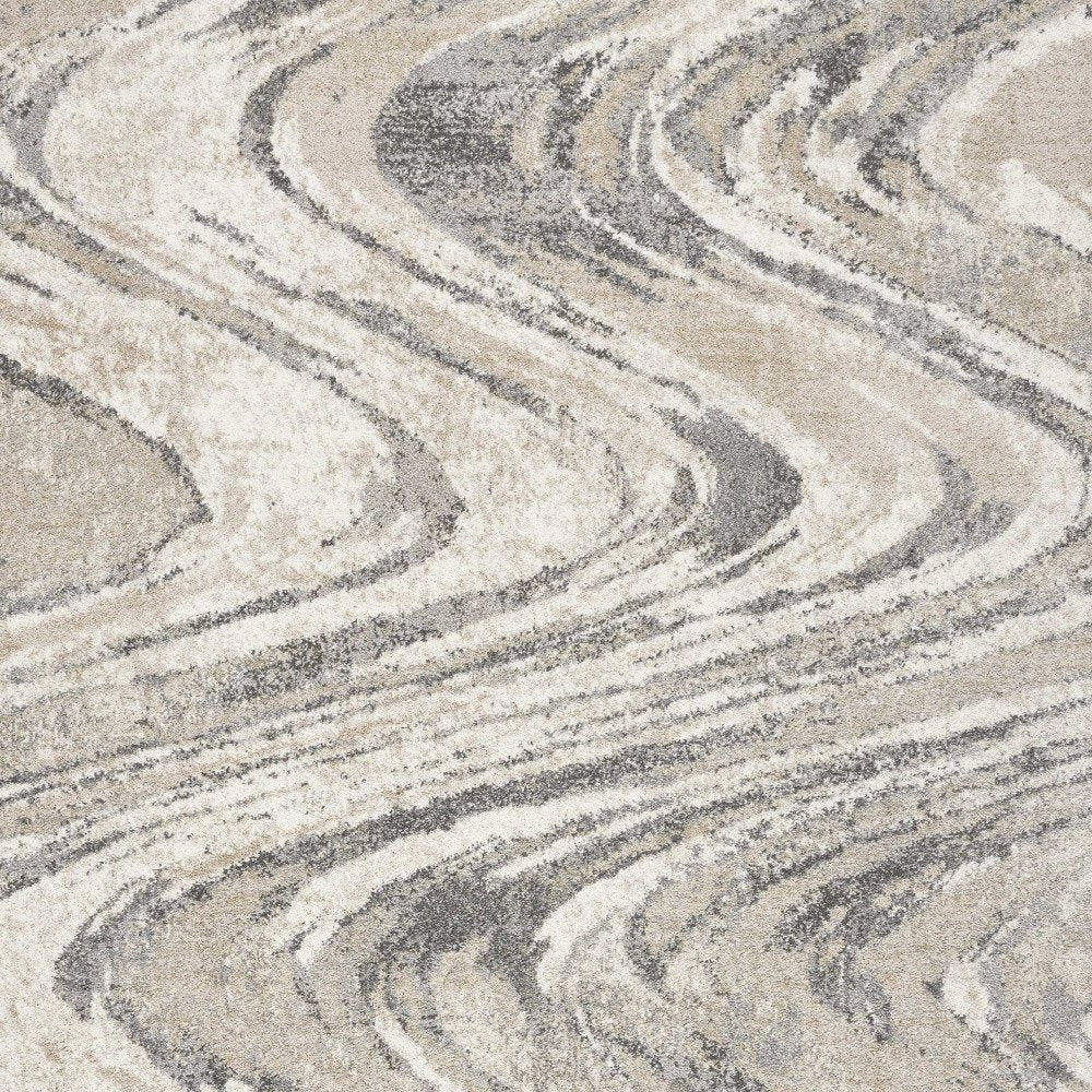 9' X 13' Gray And Tan Abstract Area Rug