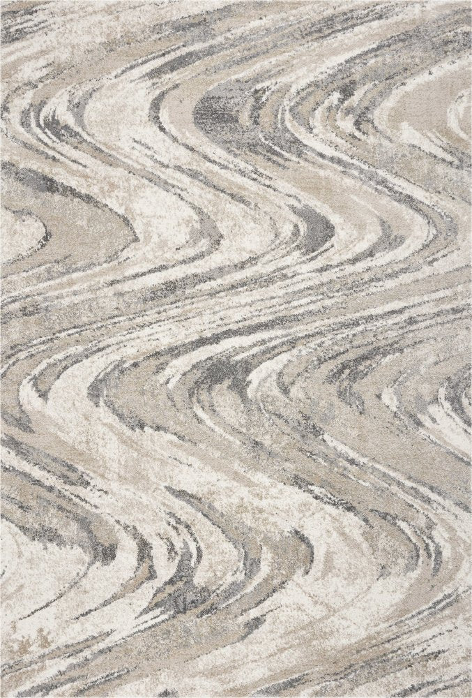 7' X 9' Gray And Tan Abstract Area Rug