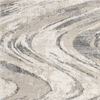 7' X 9' Gray And Tan Abstract Area Rug