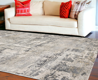 5' X 8' Natural Abstract Brushstrokes Indoor Area Rug