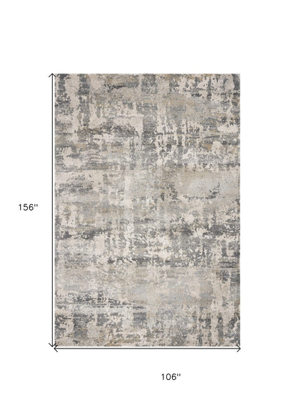 5' X 8' Natural Abstract Brushstrokes Indoor Area Rug