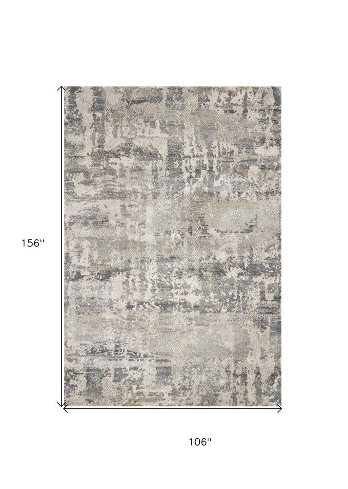 9' X 13' Gray And Tan Abstract Area Rug
