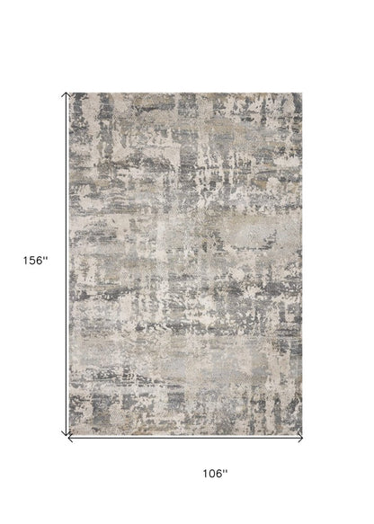 9' X 13' Gray And Tan Abstract Area Rug
