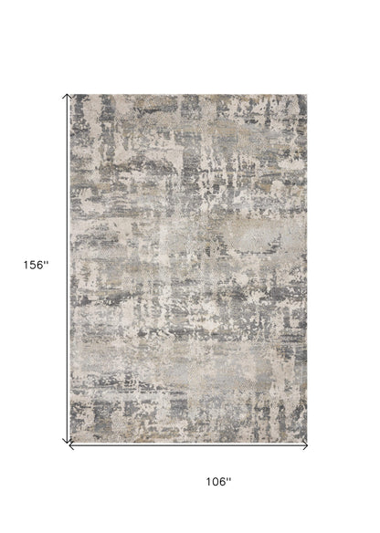 9' X 13' Gray And Tan Abstract Area Rug