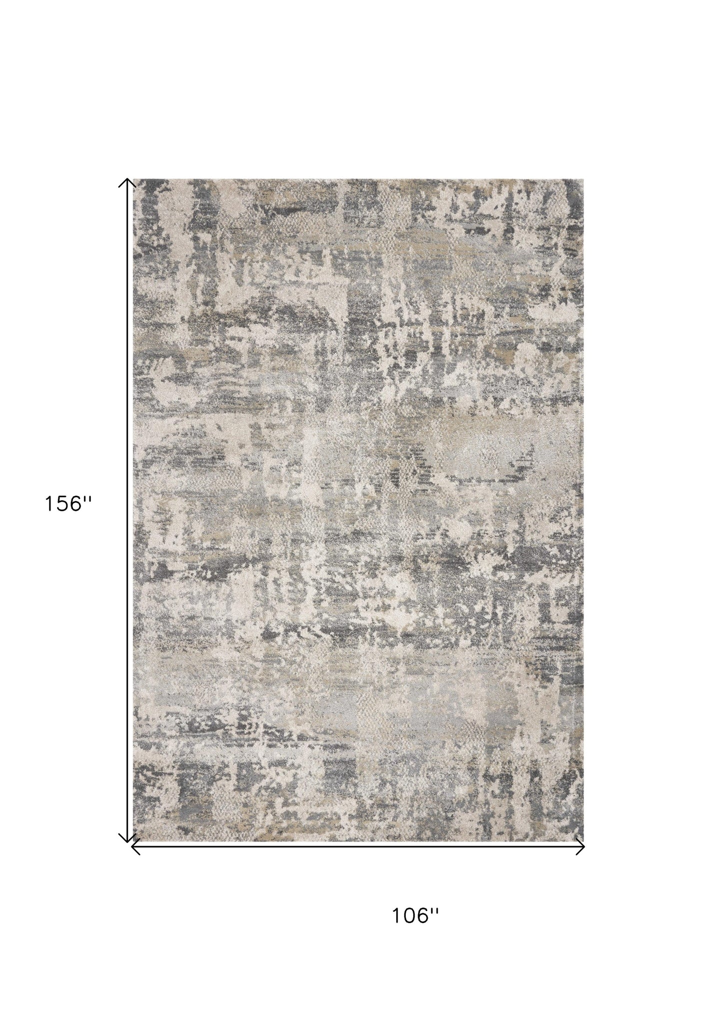 5' X 8' Natural Abstract Brushstrokes Indoor Area Rug