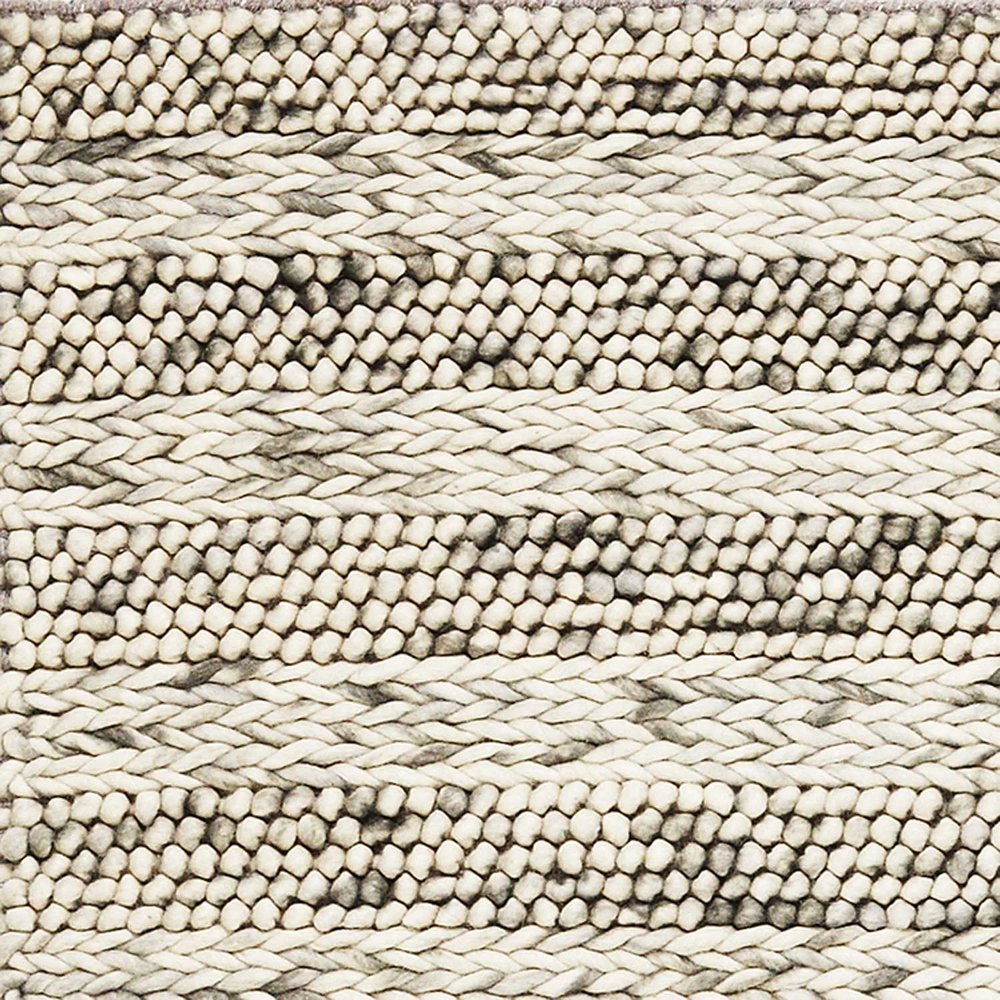 5' X 7' Gray And Ivory Wool Striped Hand Woven Area Rug
