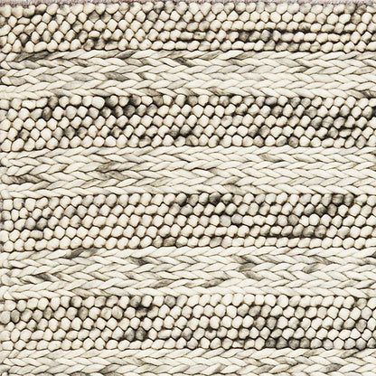 5' X 7' Gray And Ivory Wool Striped Hand Woven Area Rug