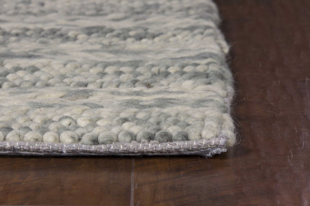 5' X 7' Gray And Ivory Wool Striped Hand Woven Area Rug