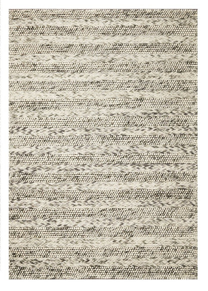 5' X 7' Gray And Ivory Wool Striped Hand Woven Area Rug