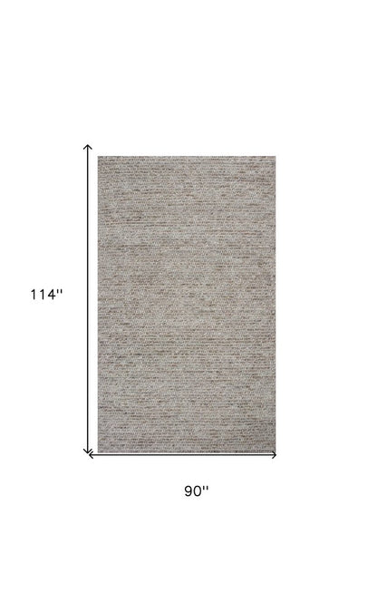 7' X 9' Natural Wool Hand Woven Area Rug
