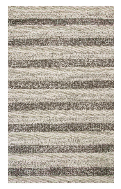 8' X 10' Grey White Hand Woven Knobby Stripes Indoor Area Rug