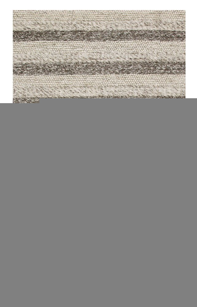 5' X 7' Brown Gray And Ivory New Zealand Lambs Wool Striped Hand Woven Area Rug
