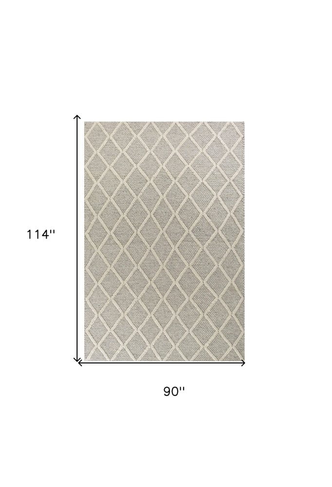 5' X 7' Gray And Ivory Wool Diamond Hand Woven Area Rug