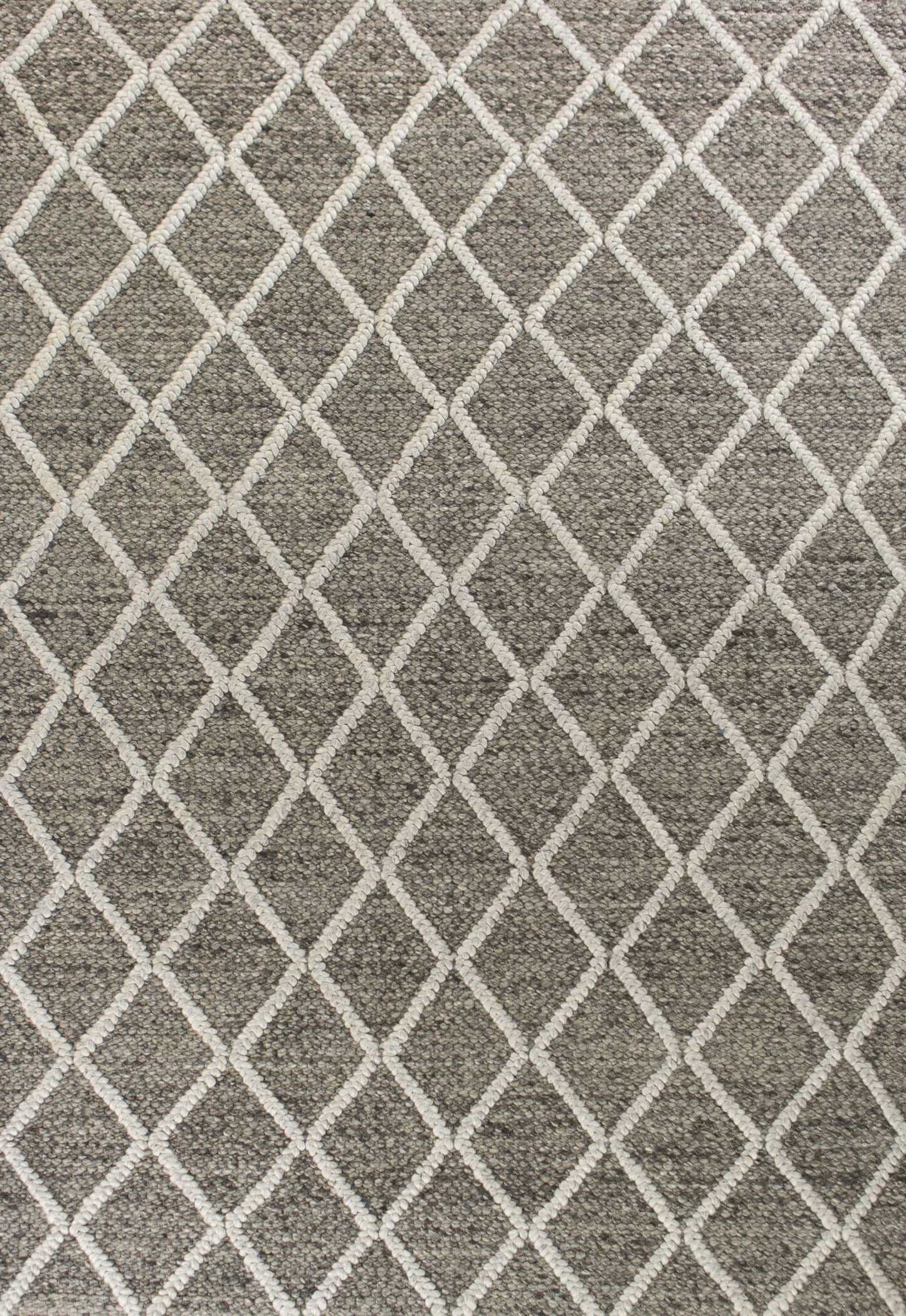 5' X 7' Dark Gray and Ivory Wool Diamond Hand Woven Berber Area Rug