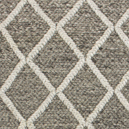 5' X 7' Dark Gray and Ivory Wool Diamond Hand Woven Berber Area Rug