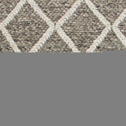 5' X 7' Dark Gray and Ivory Wool Diamond Hand Woven Berber Area Rug
