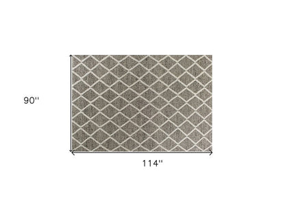 3' X 5' Dark Gray And Ivory New Zealand Lambs Wool Diamond Hand Woven Area Rug