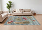 8' X 11' Seafoam Green Machine Woven Tropical Plants Indoor Area Rug