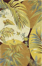 5' X 8' Coral Green And Ivory Wool Tropical Botanical Hand Tufted Area Rug