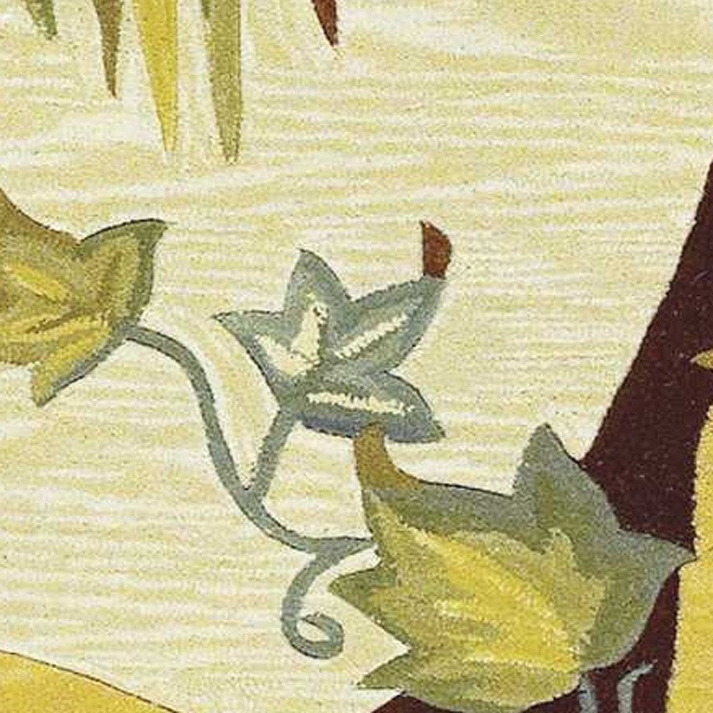 4' X 6' Coral Green And Ivory Wool Tropical Botanical Hand Tufted Area Rug