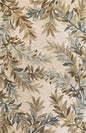 7' X 9' Ivory Brown And Blue Wool Botanical Leaves Hand Tufted Area Rug