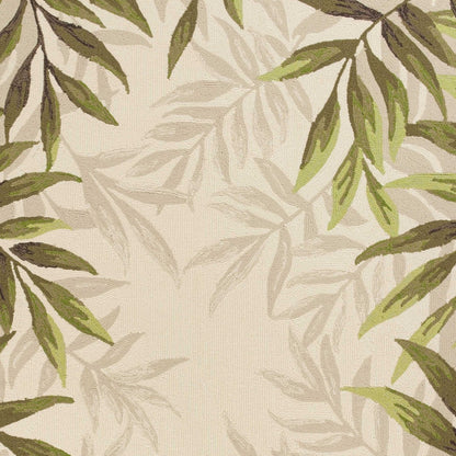 5' X 8' Ivory Hand Tufted Bordered Tropical Leaves Indoor Area Rug