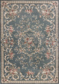 9' X 12' Slate Blue And Red Floral Medallion Area Rug