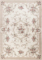 8' Ivory Red And Green Floral Medallion Round Rug